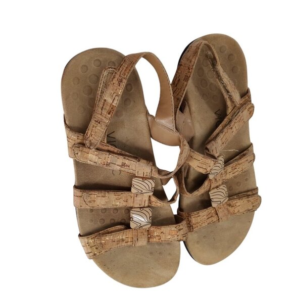 Vionic Amber Cork Beige Gold Adjustable Comfort Sandals Size 8 Bead Orthopedic - Picture 9 of 13